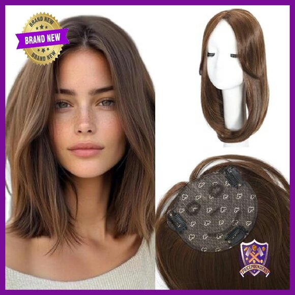 15 Inch Synthetic Hair Topper with Bangs for Thinning Hair Coverage - Picture 2 of 7